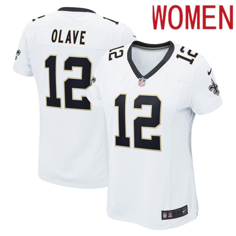 Women New Orleans Saints 12 Chris Olave Nike White Game Player NFL Jersey